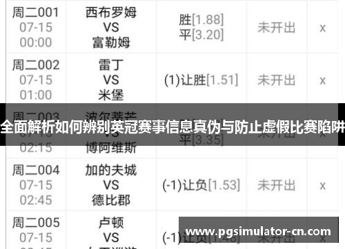 全面解析如何辨别英冠赛事信息真伪与防止虚假比赛陷阱